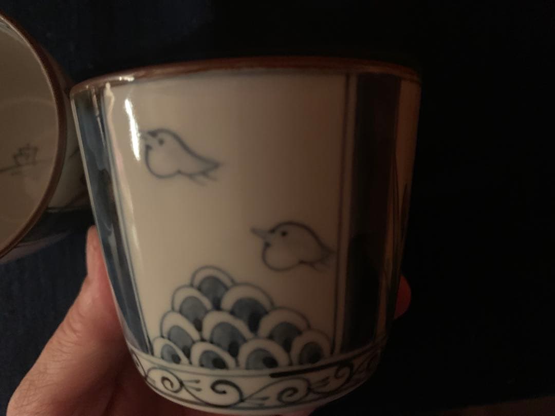 佐藤走波　四方割菖蒲千鳥文蕎麦猪口　2客