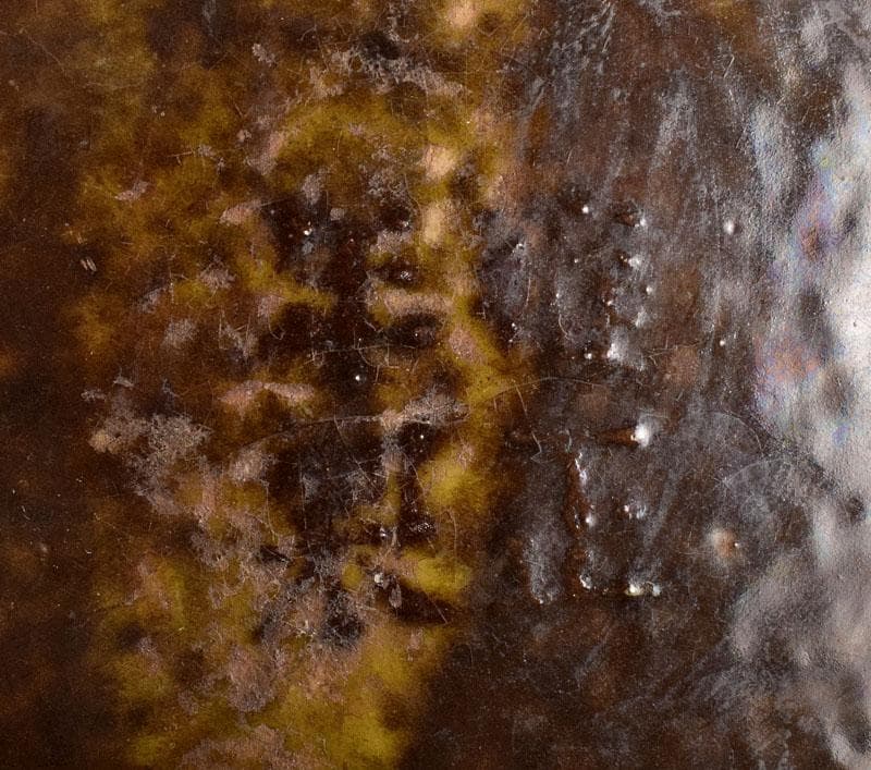 中国　雍正年製款　茶葉末釉　窯変瓶　唐木台・時代箱付　G　R4191B