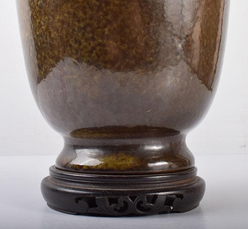 中国 雍正年製款 茶葉末釉 窯変瓶 唐木台・時代箱付 G R4191B - メルカリ