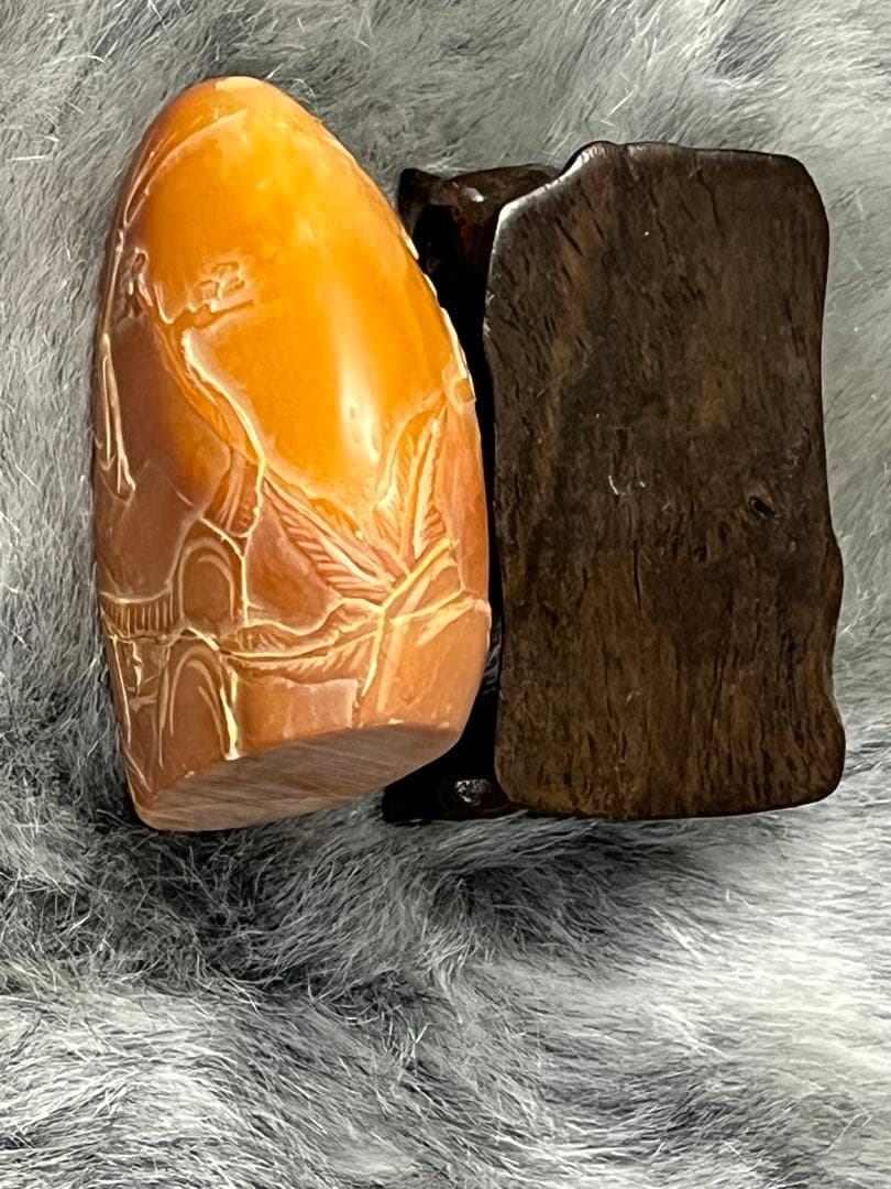 ⓶ 中国古玩 寿山石 寿山連江黄凍石 浮彫印材 中国 石 置物 - メルカリ