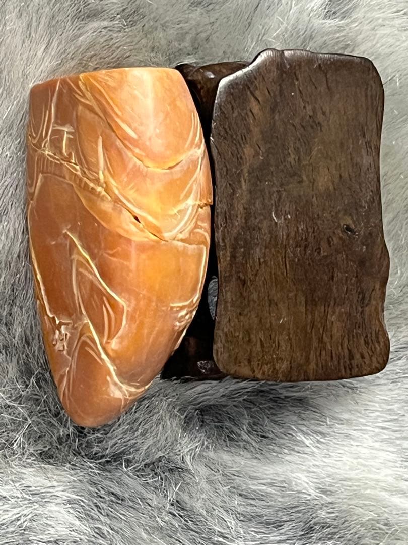 ⓶ 中国古玩 寿山石 寿山連江黄凍石 浮彫印材 中国 石 置物 - メルカリ