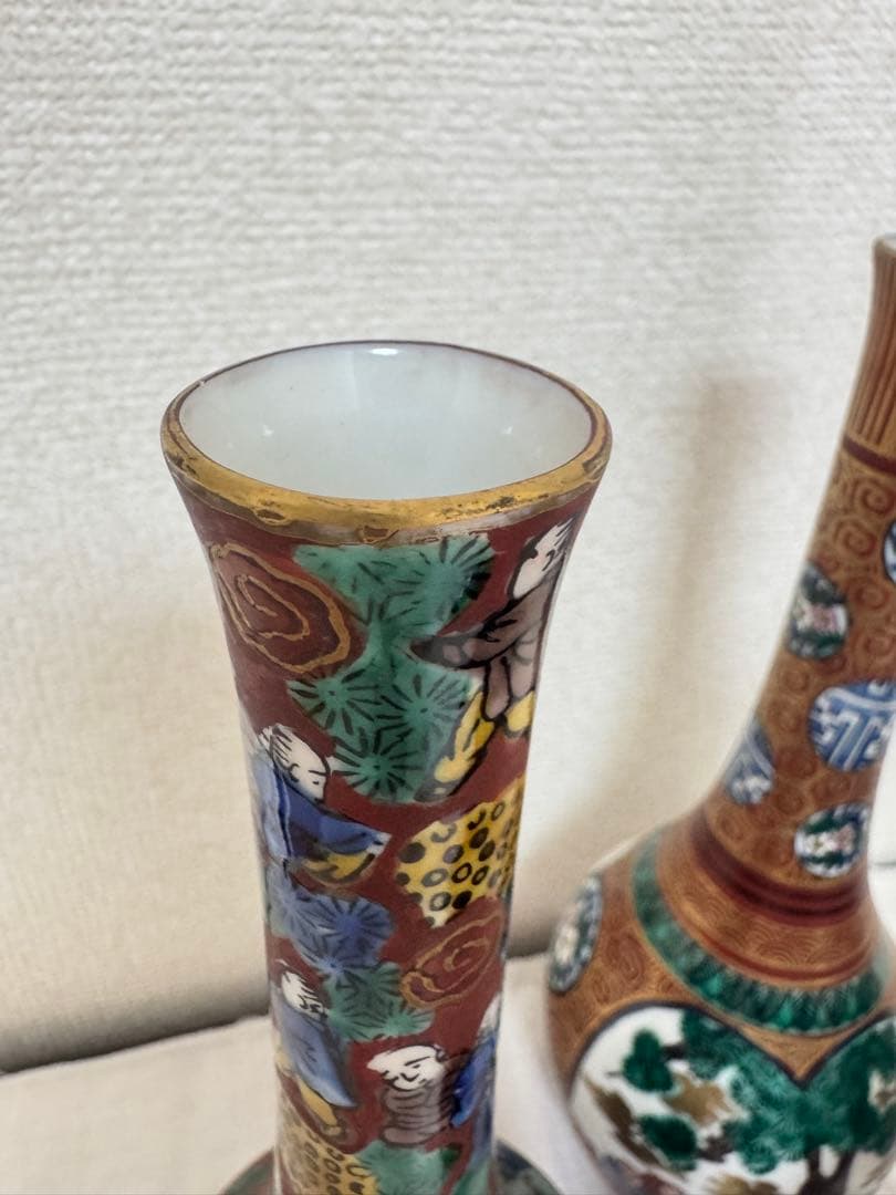 九谷庄三　木米　九谷焼花瓶　アンティーク