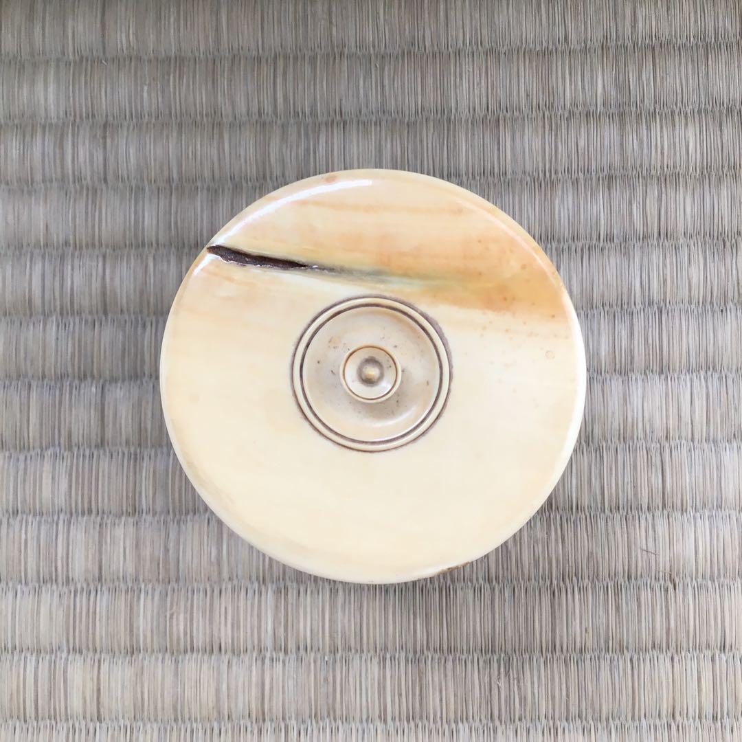 茶道具 古染付茶器 松竹梅絵 牙蓋添 仕覆二種付属 共