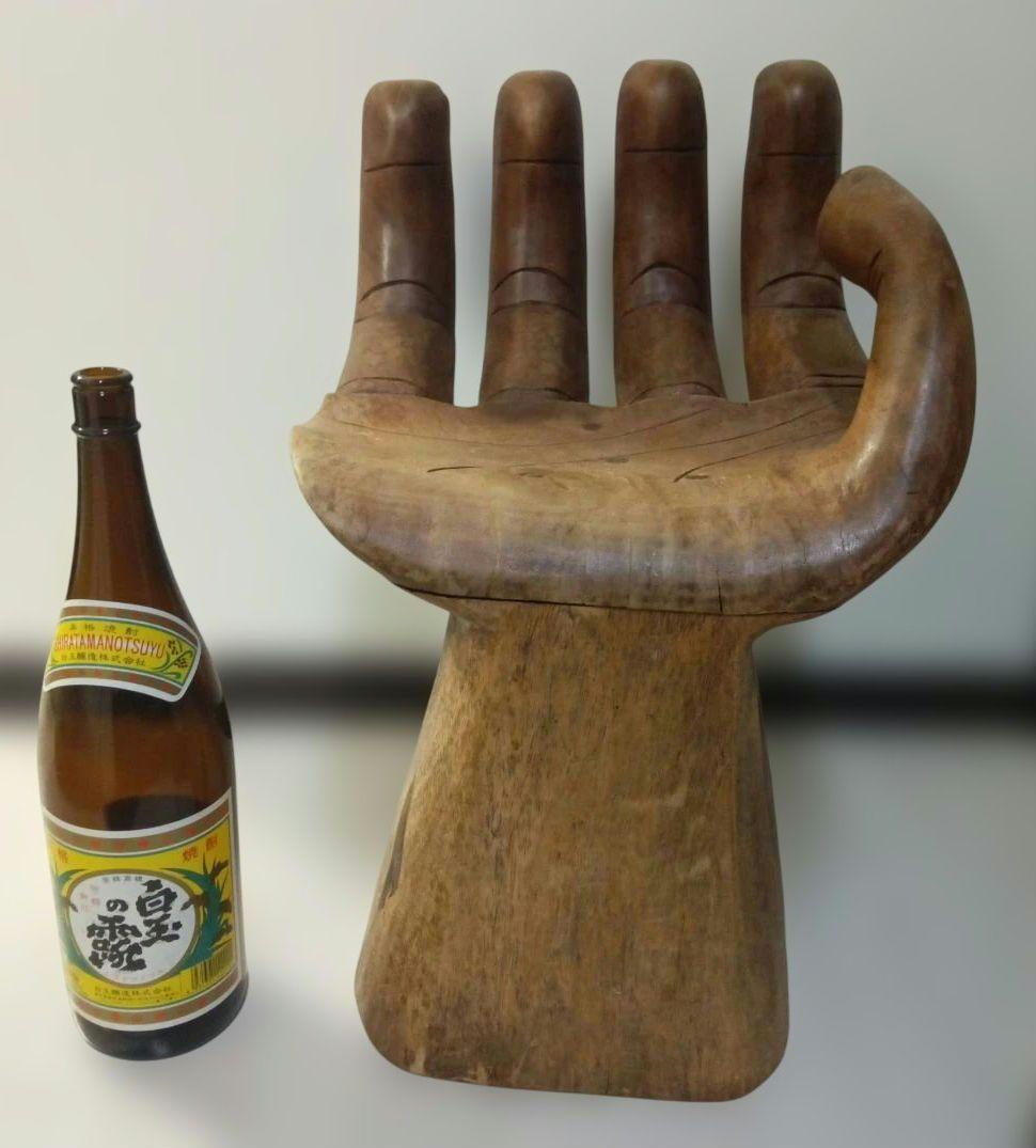 エコメルカリ便限定 仏陀 手チェア 木製椅子 天然木 手彫り バリ