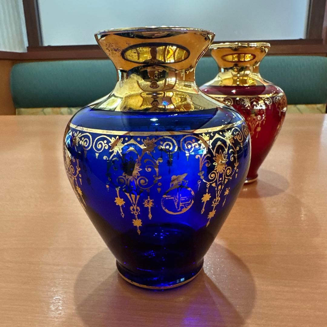 MURANO/ムラーノガラス 花器 花瓶 ペアセット 品質保証認証印 VRマーク
