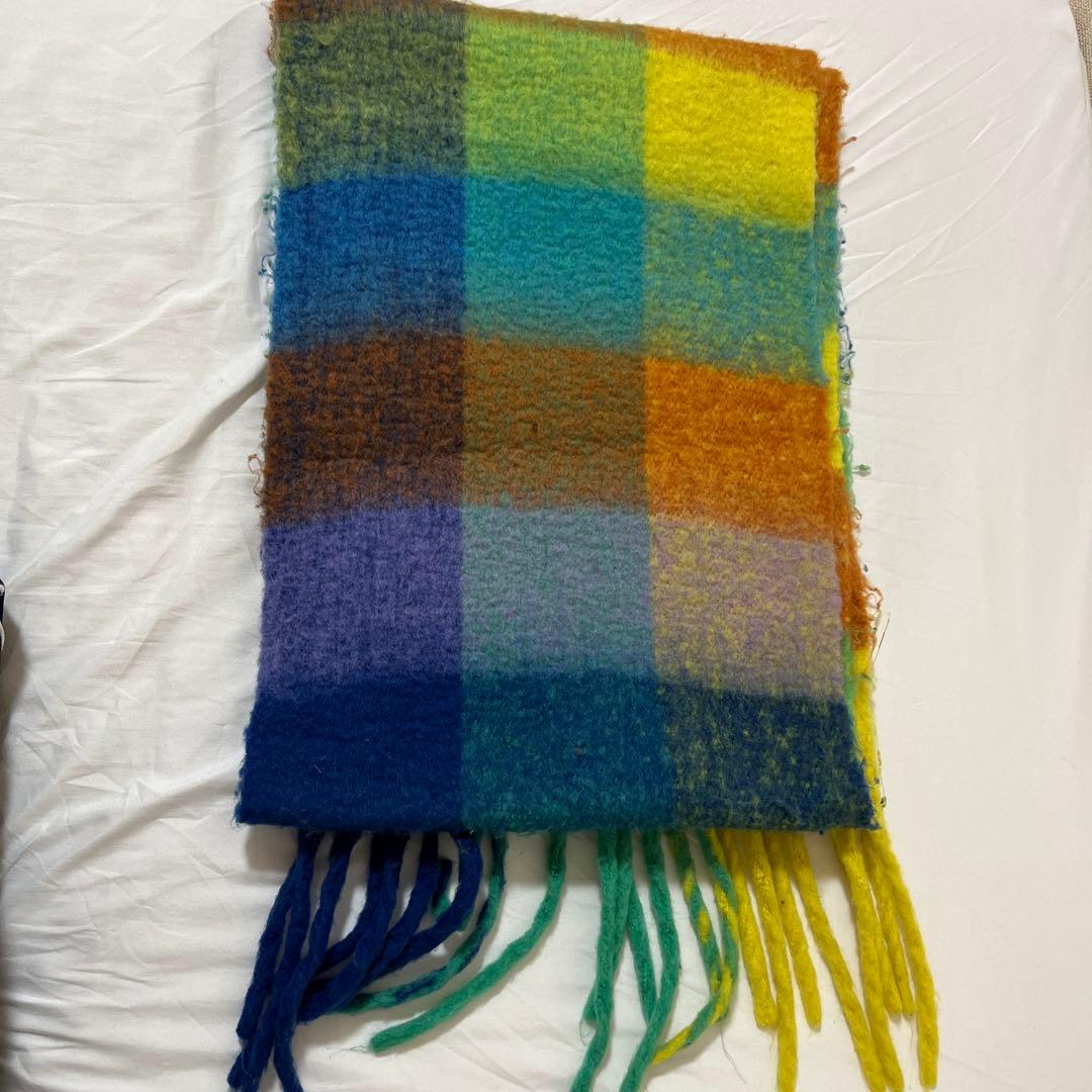 Acne Studios マルチカラーチェックマフラー - メルカリ