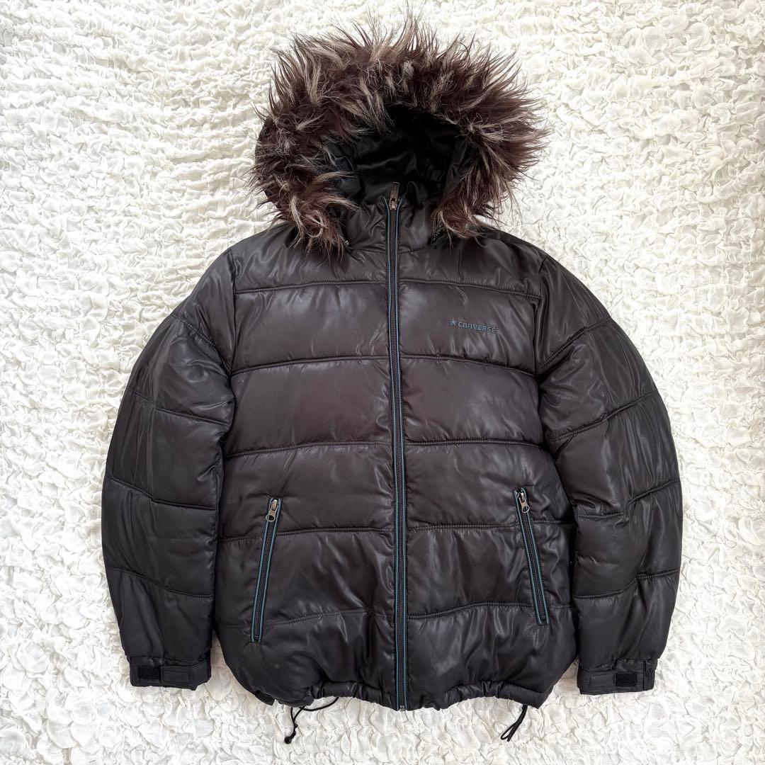 00s archive ファー付きドローコードダウンジャケット光沢 y2k 平成