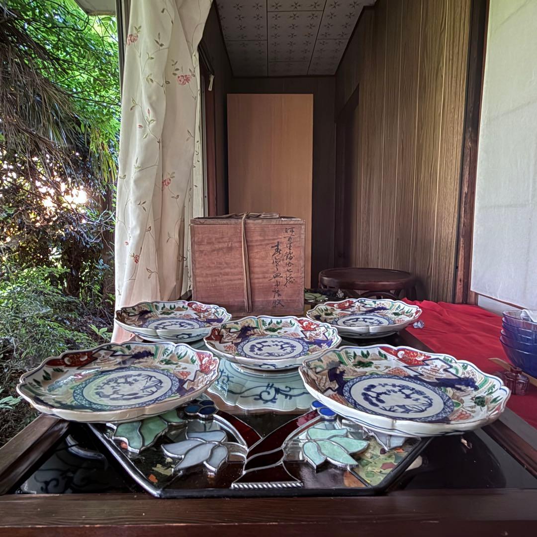 K様へ感謝お嫁入り‼️降誕祭‼️GOLD伊万里錦手帆かけ舟❌山水❌米俵八寸皿6客