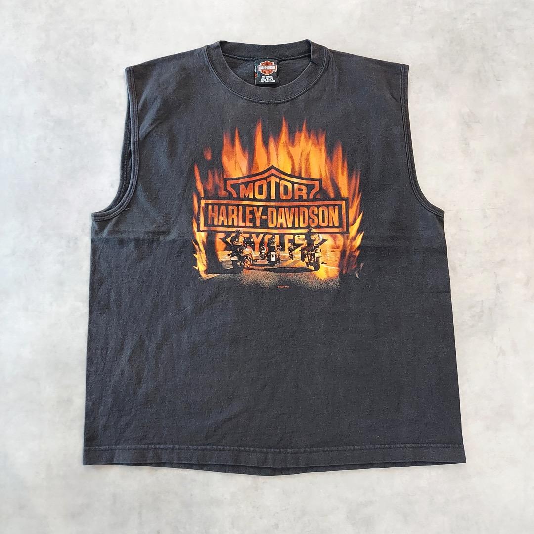 ハーレーダビッドソン ノースリーブTシャツ 00s USA製 L 黒 14742 ハーレーダビッドソン ノースリーブTシャツ 00s USA製 L 黒 14742