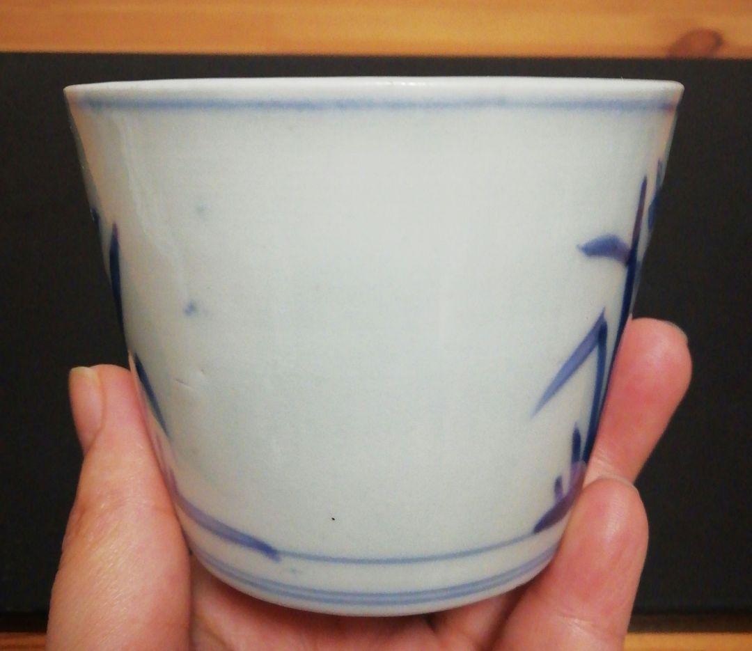 古伊万里　染付　蕎麦猪口　花図　四客　食器