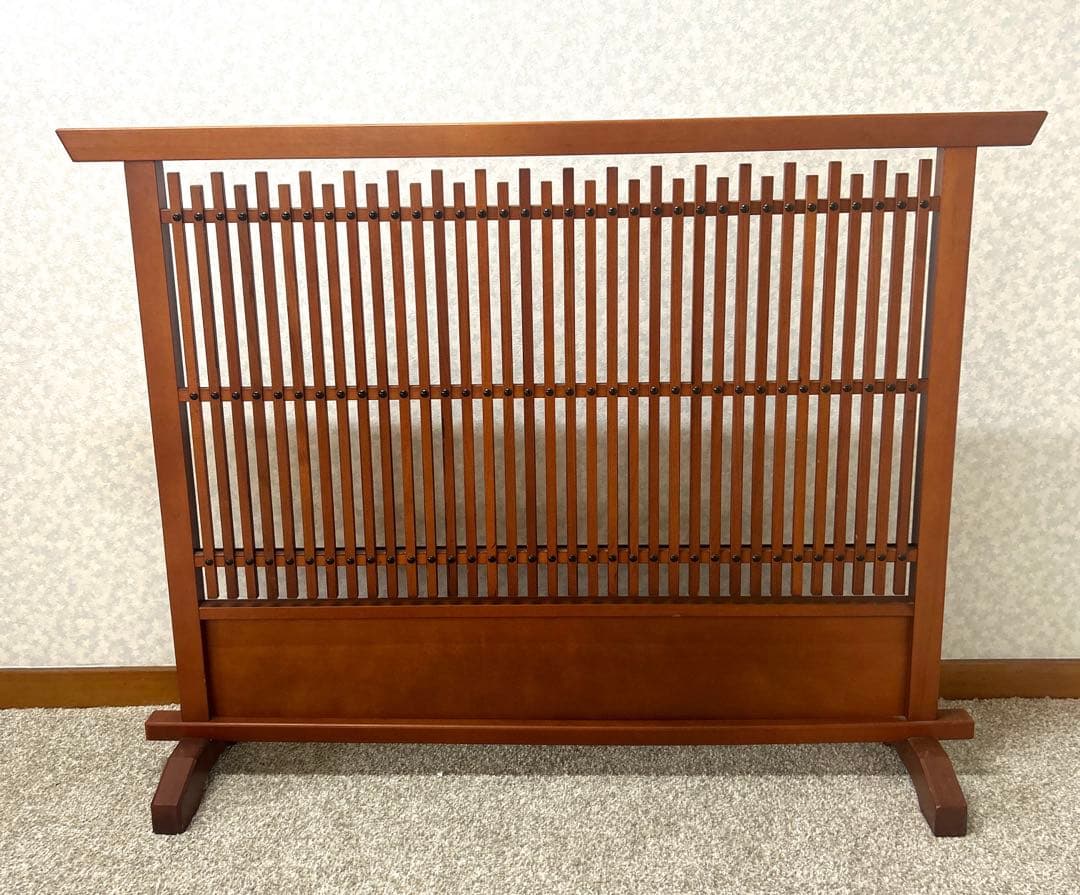 昭和　レトロ　和風 間仕切り 衝立 衝立 間仕切り パーテーション 4連 透かし彫り 昭和レトロ 250708-3