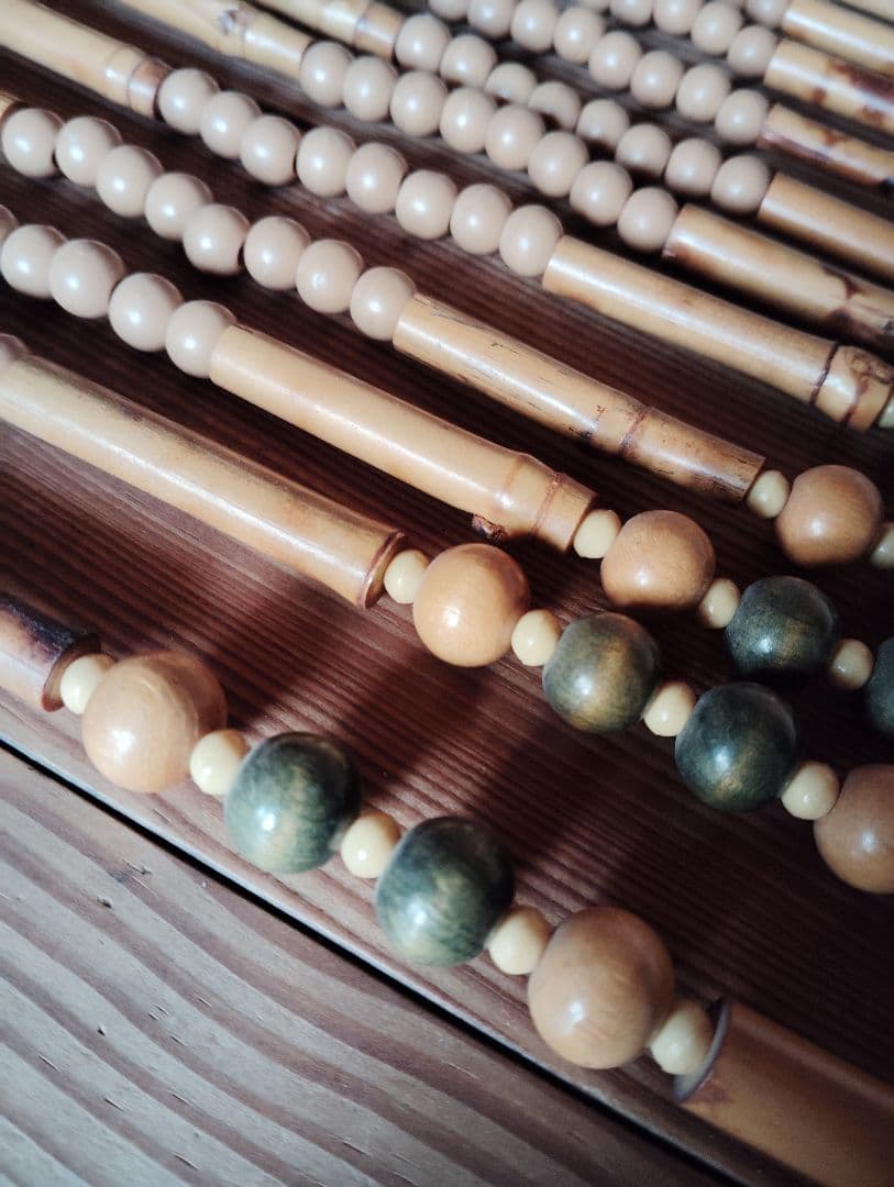 重量あります ロング 昭和レトロ 木製珠すだれ 珠のれん 木製ヴィンテージ