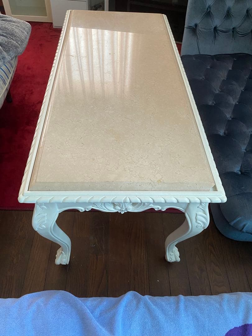 希少 ピンク 大理石天板♦️最高級 猫脚 ロココ ヴィンテージ テーブル