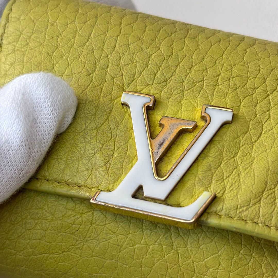 ルイヴィトン 財布　カプシーヌ　三つ折り　ミニウォレット イエロー　黄緑