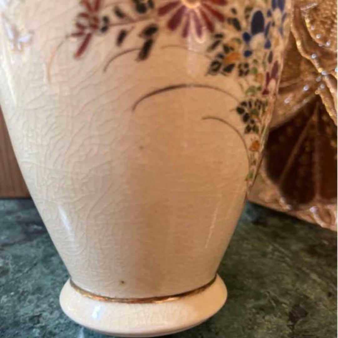 薩摩焼 白薩摩 十四代　枕嘉官作　花瓶