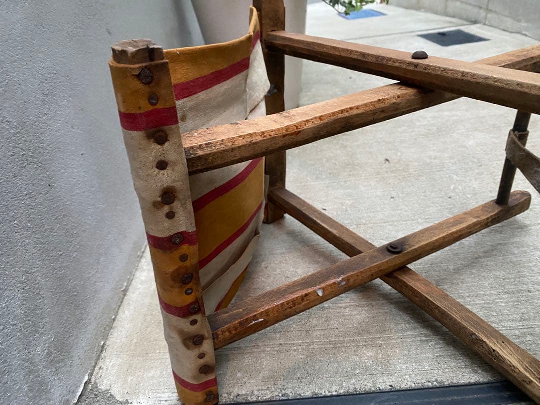 値下中‼️希少‼️ベルギーアンティーク木製折りたたみスツール