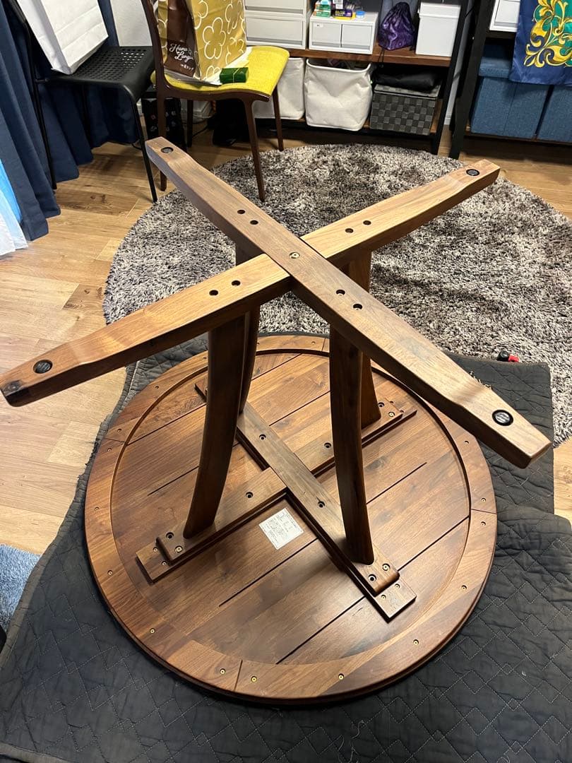 円形木製テーブル ウォールナット 直径100cm