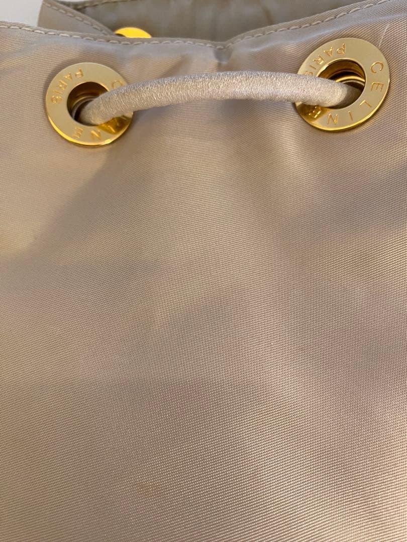 【お値下げ】セリーヌCELINEベージュ ナイロン 巾着型 ショルダーバッグ