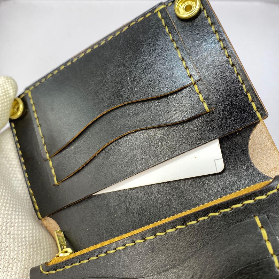 マ*ズ様 オークション 無骨！お札折らずに収納できる無骨な手染めミドルトラッカー