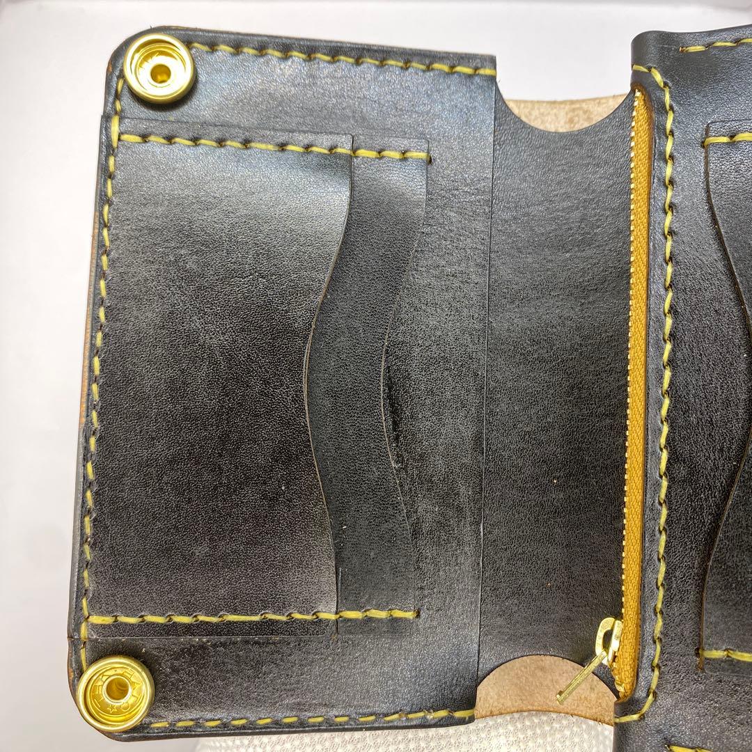 マ*ズ様 オークション 無骨！お札折らずに収納できる無骨な手染めミドルトラッカー