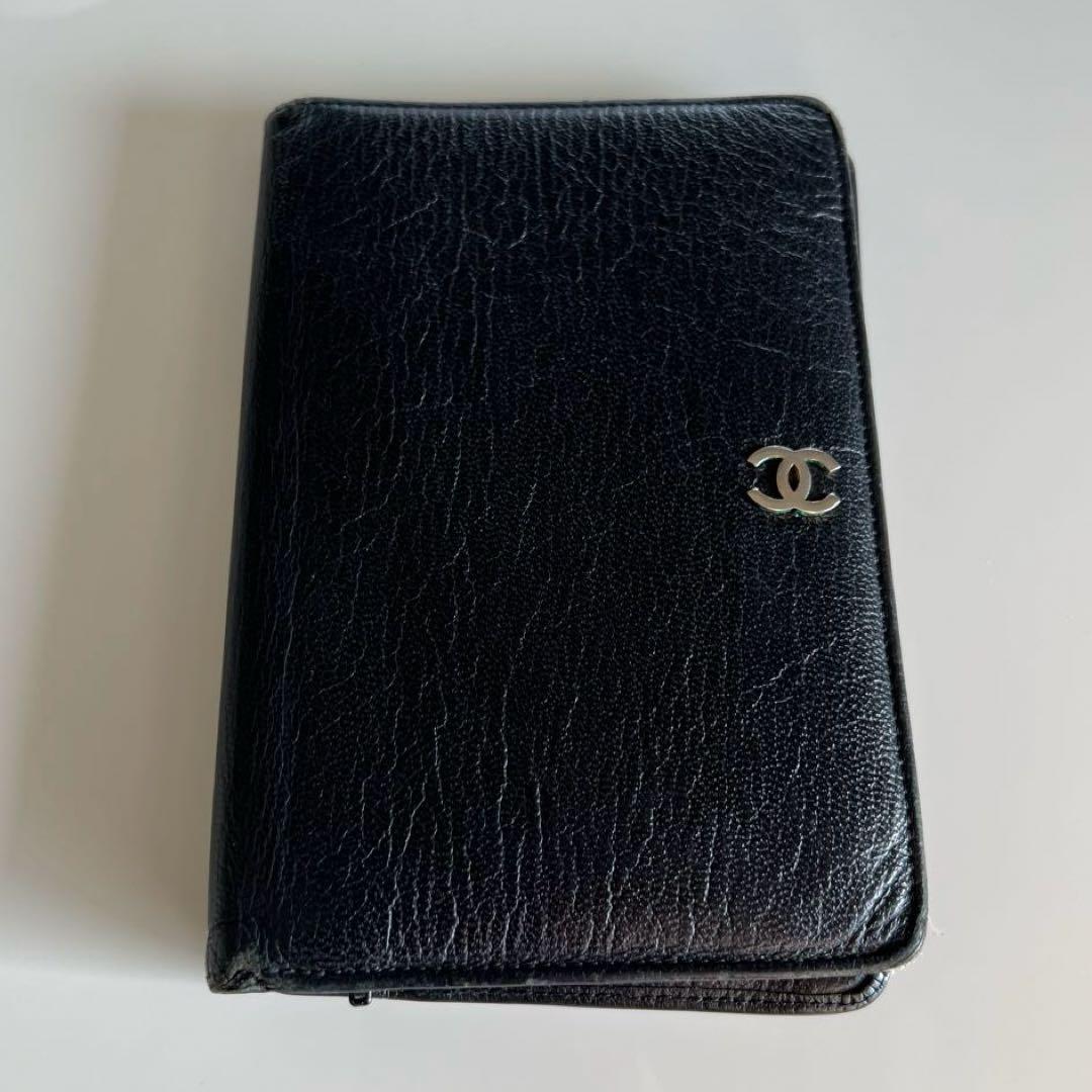CHANEL シャネル 二つ折り財布 ブラック レザー 大判 ジャンク品