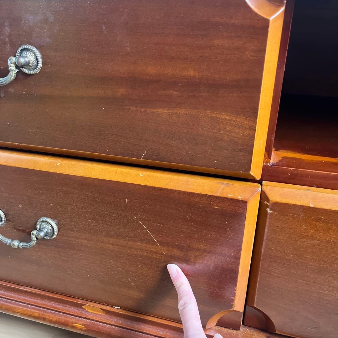 木製テレビ台 ダークブラウン 4引き出し