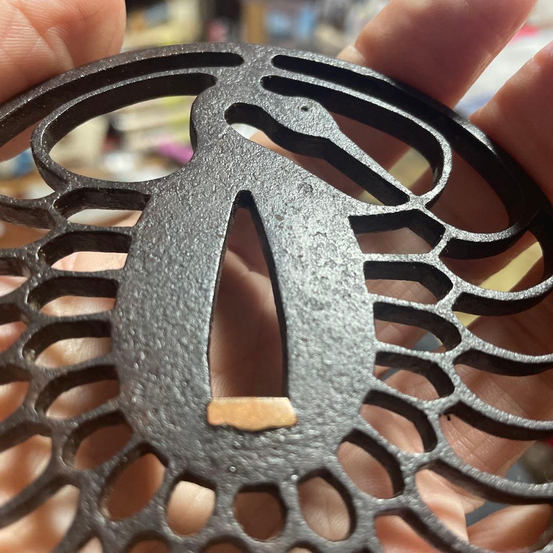 鉄鍔　鶴透かし丸形鐔　武具