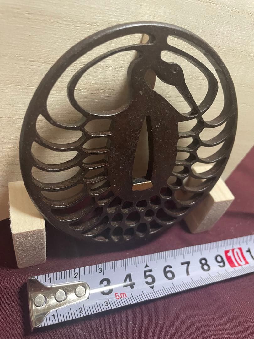 鉄鍔　鶴透かし丸形鐔　武具