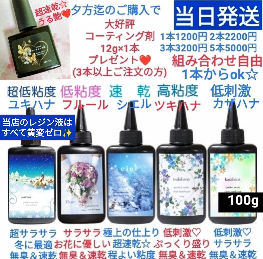 専用レジン液 ユキハナ100g10本大人気コーティング剤つき☆