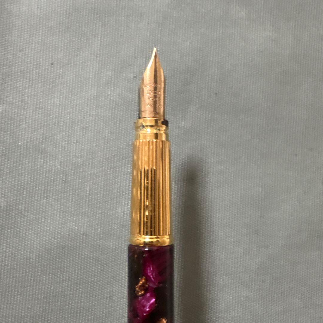 紫と黒のマーブル万年筆 ウォーターマン