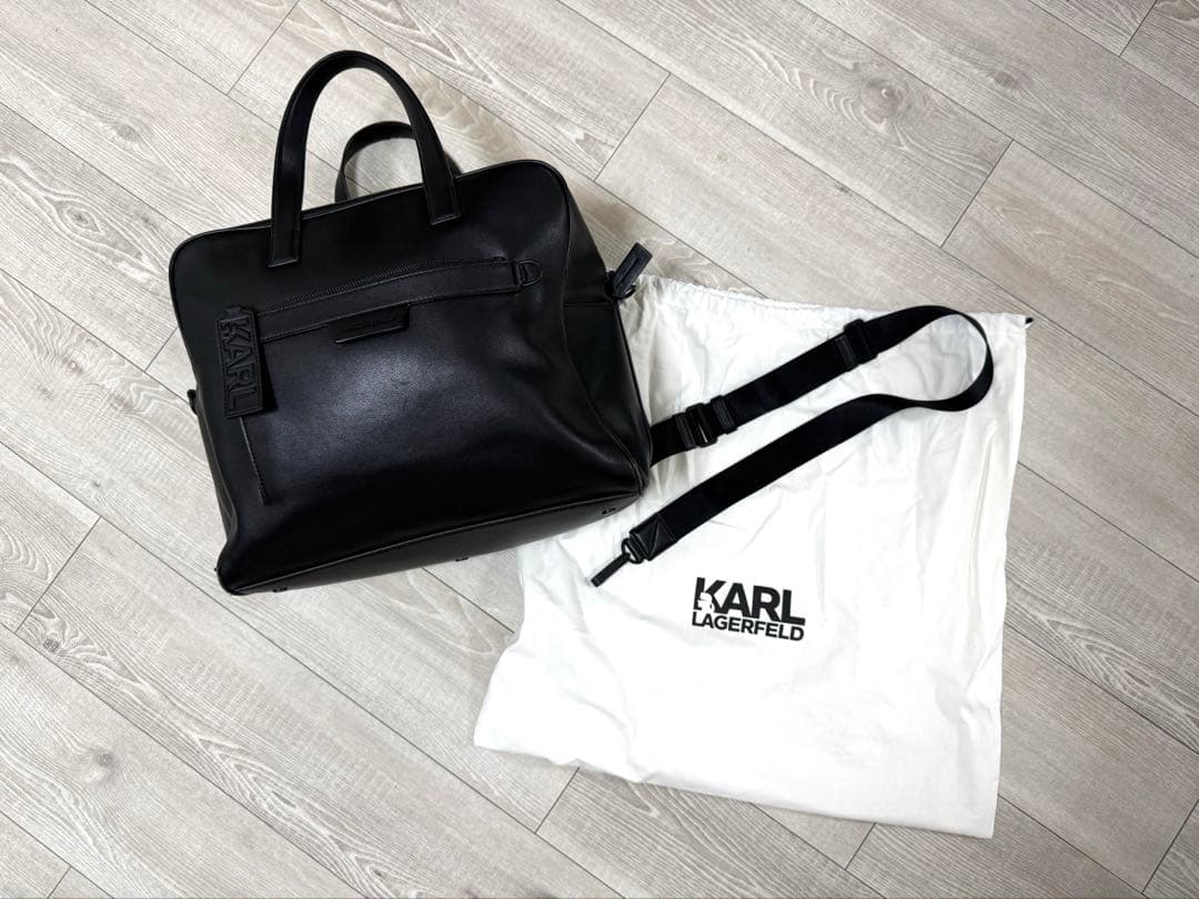 カールラガーフェルド 本革 ブラック 2WAY ビジネスバッグ A4収納可