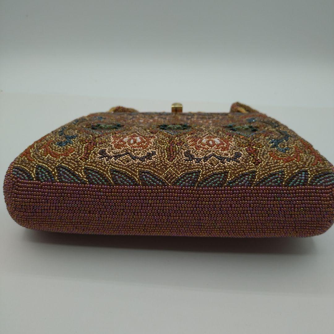 東京浅草孔雀堂　ビーズ刺繍 クラッチバッグ 　和装　着物　パーティ　レトロ