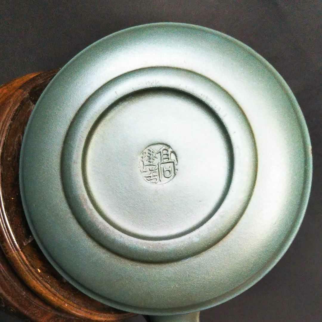 ※中国古美術/緑泥笹竹紋提梁壺/(底款:高健制)