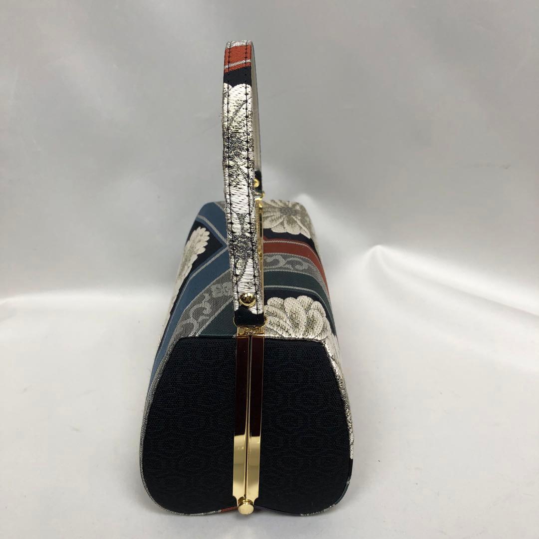 美品 帯地使用 銀糸 和装用バッグ