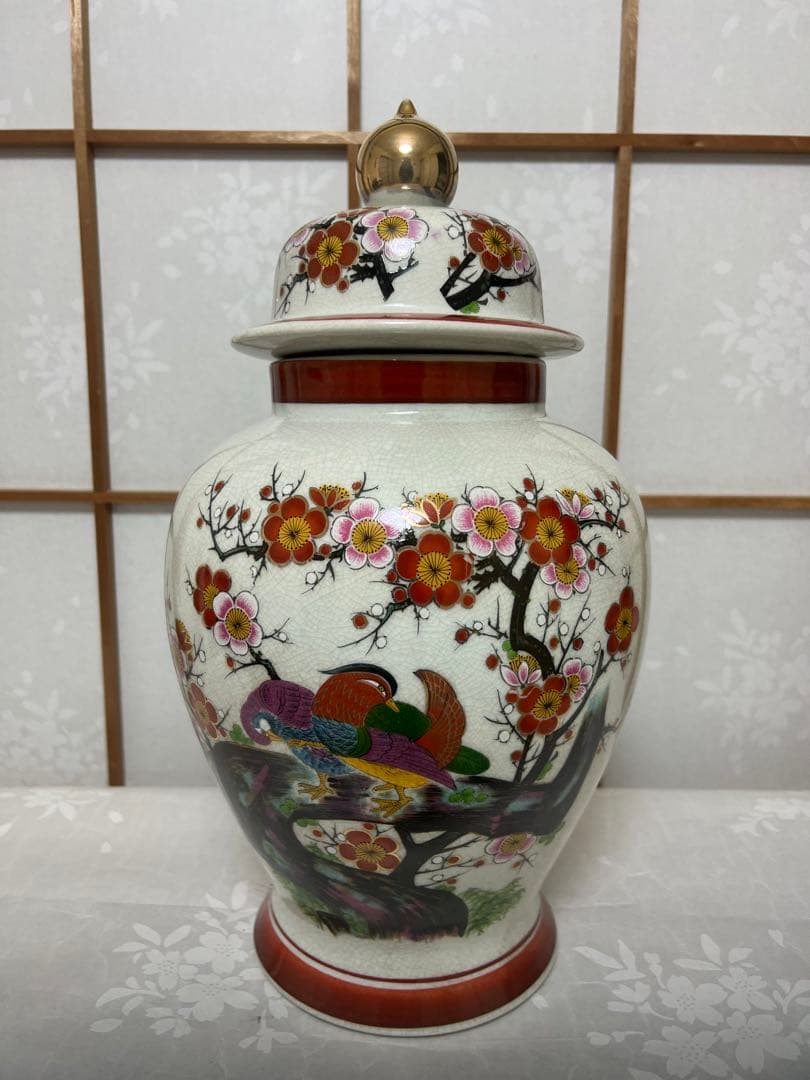 希少品 薩摩焼 壺 沈香壺 花瓶 金彩 芸術品 壺 花瓶 蓋付き高さ