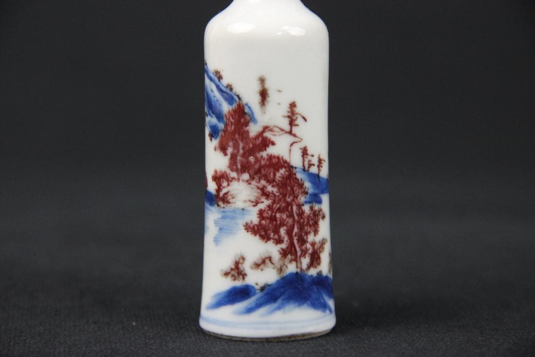 中国美術 青花 山水紋 ㄏ 景徳鎮 清時代 磁器製 時代物 Eo15-3