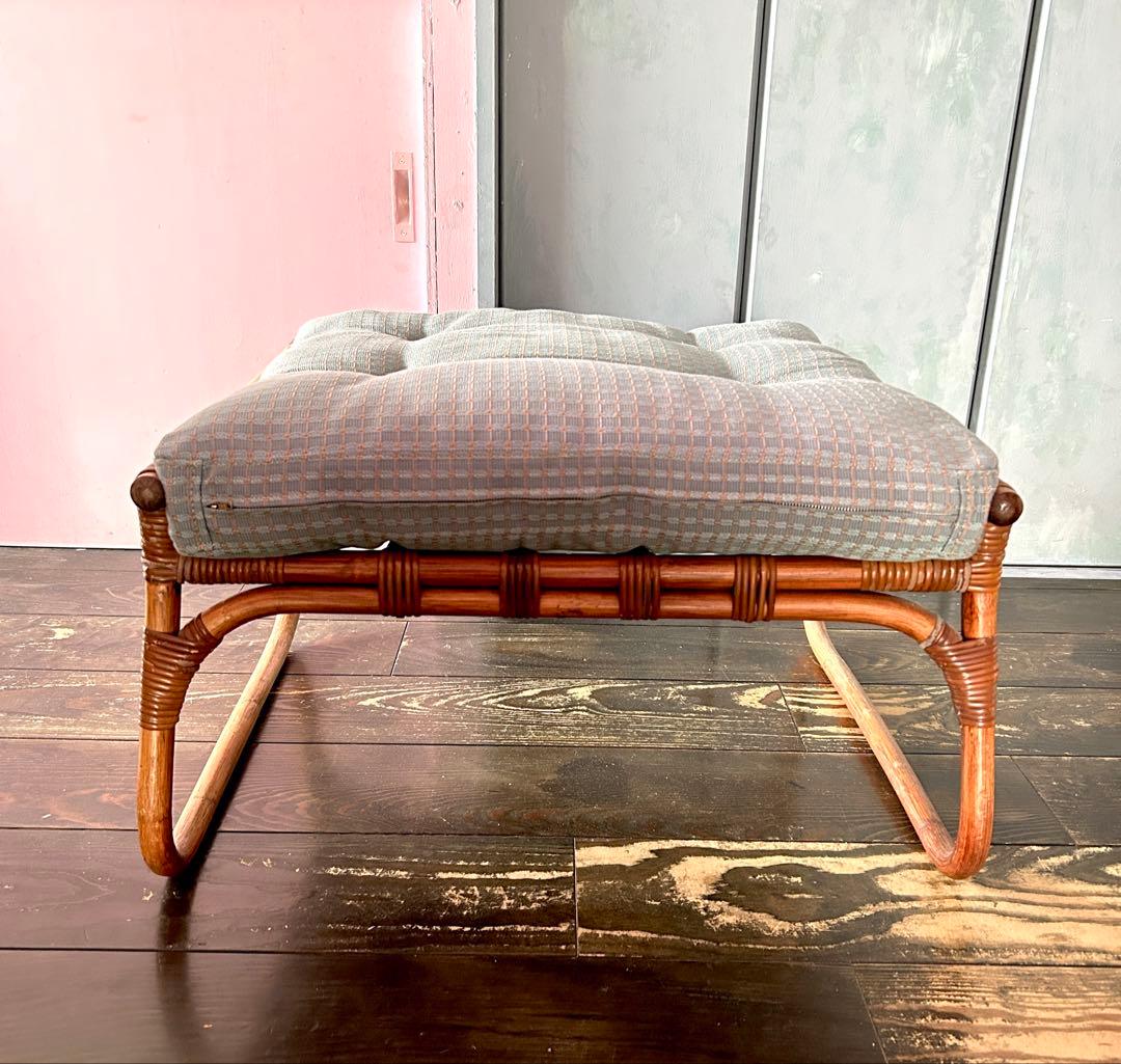 アンティーク　籐　ラタン製スツール オットマン　サイドチェア　ベンチ