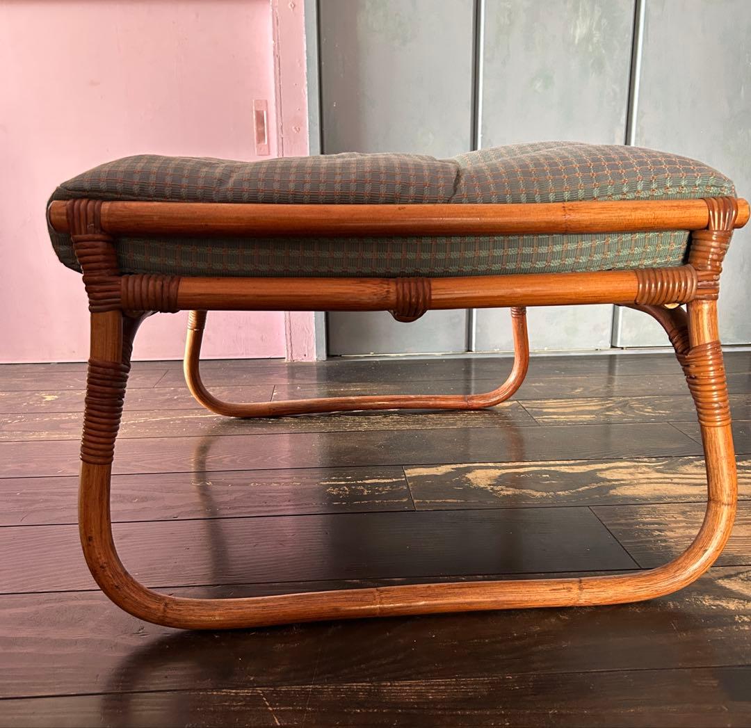 アンティーク　籐　ラタン製スツール オットマン　サイドチェア　ベンチ