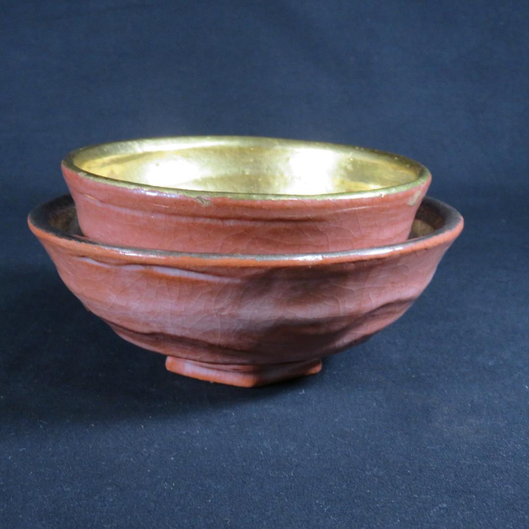 嶋台茶碗 金銀 松楽 楽茶碗 茶碗 茶道具 茶器 抹茶碗 木箱 共