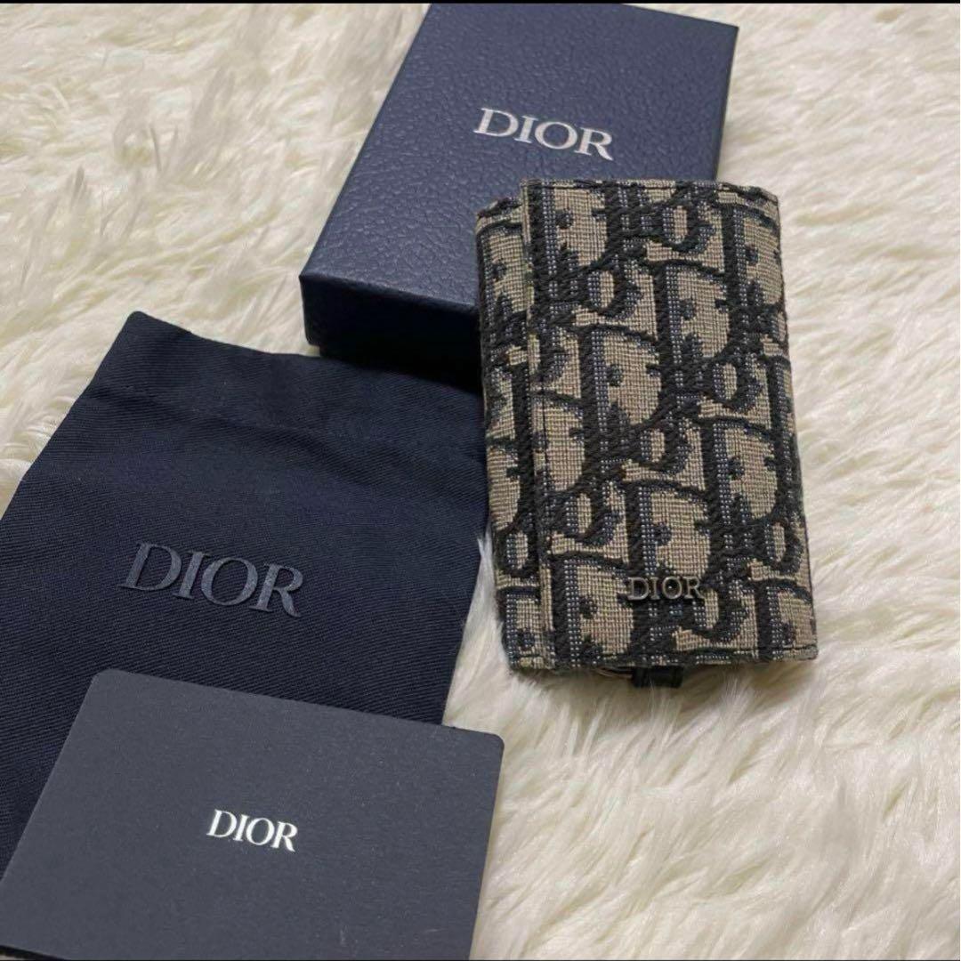 Dior モノグラムキーケース ベージュ/ブラック