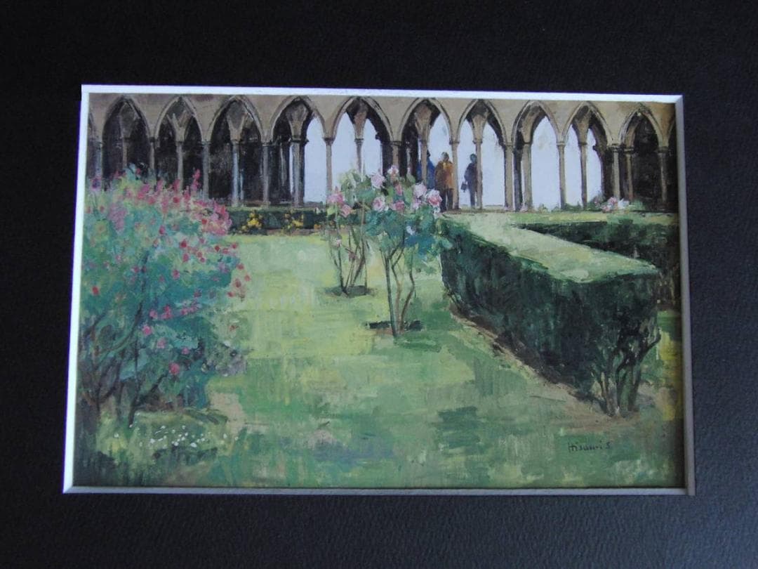 櫻田久美、【回廊のある庭】、希少な額装用画集より、新品額装付、状態良好