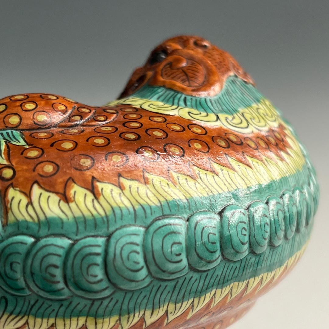 唐物 粉彩獅子形水洗 大清乾隆年製 款 中国美術 古玩