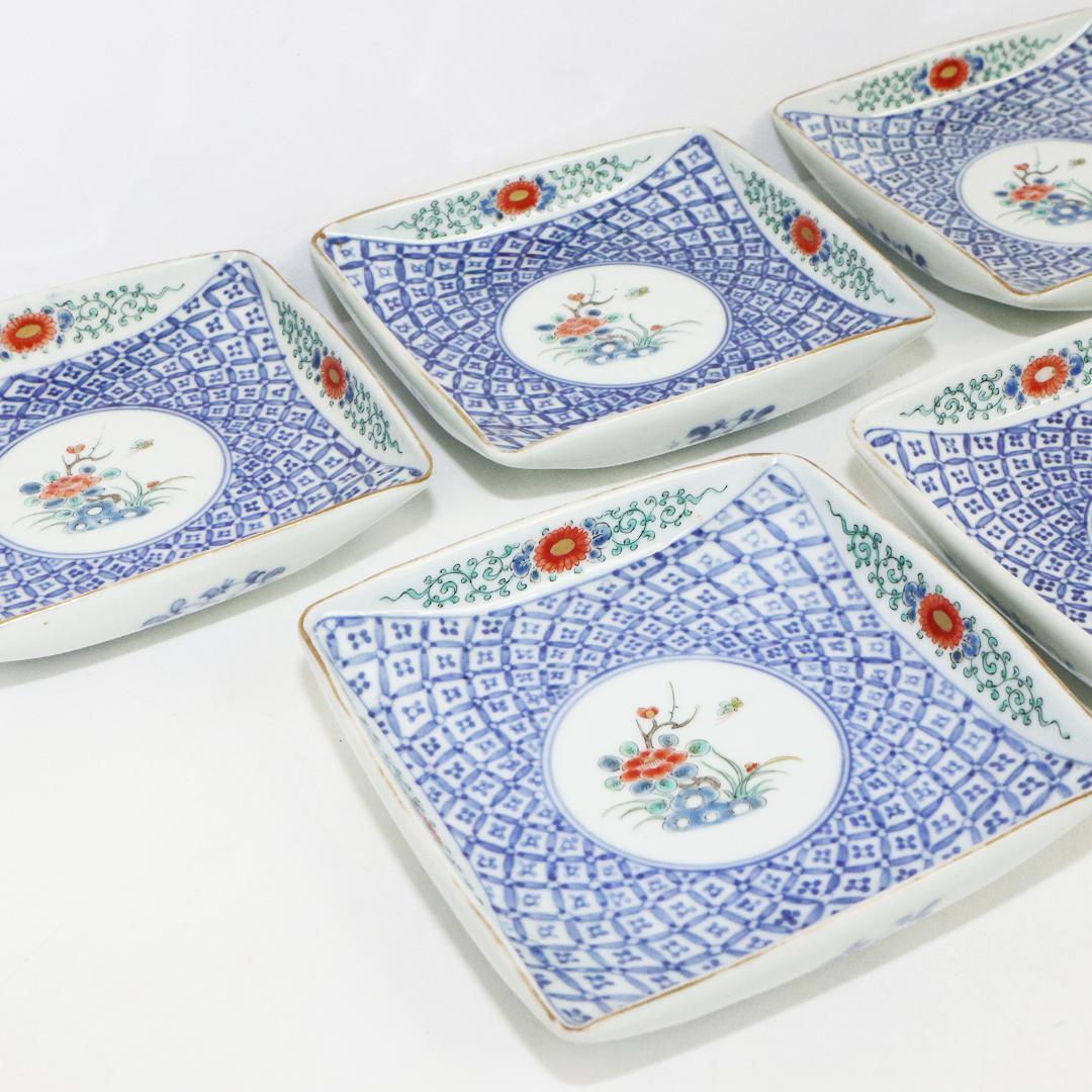 大明成化年製 角皿 5客 古伊万里 明治期