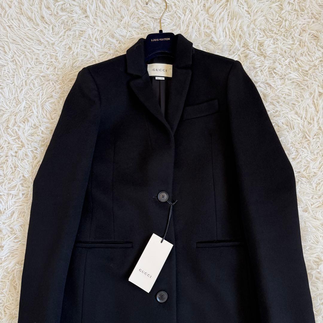 新品タグ付 グッチ チェスターコート ブラック Lサイズ ロゴボタン