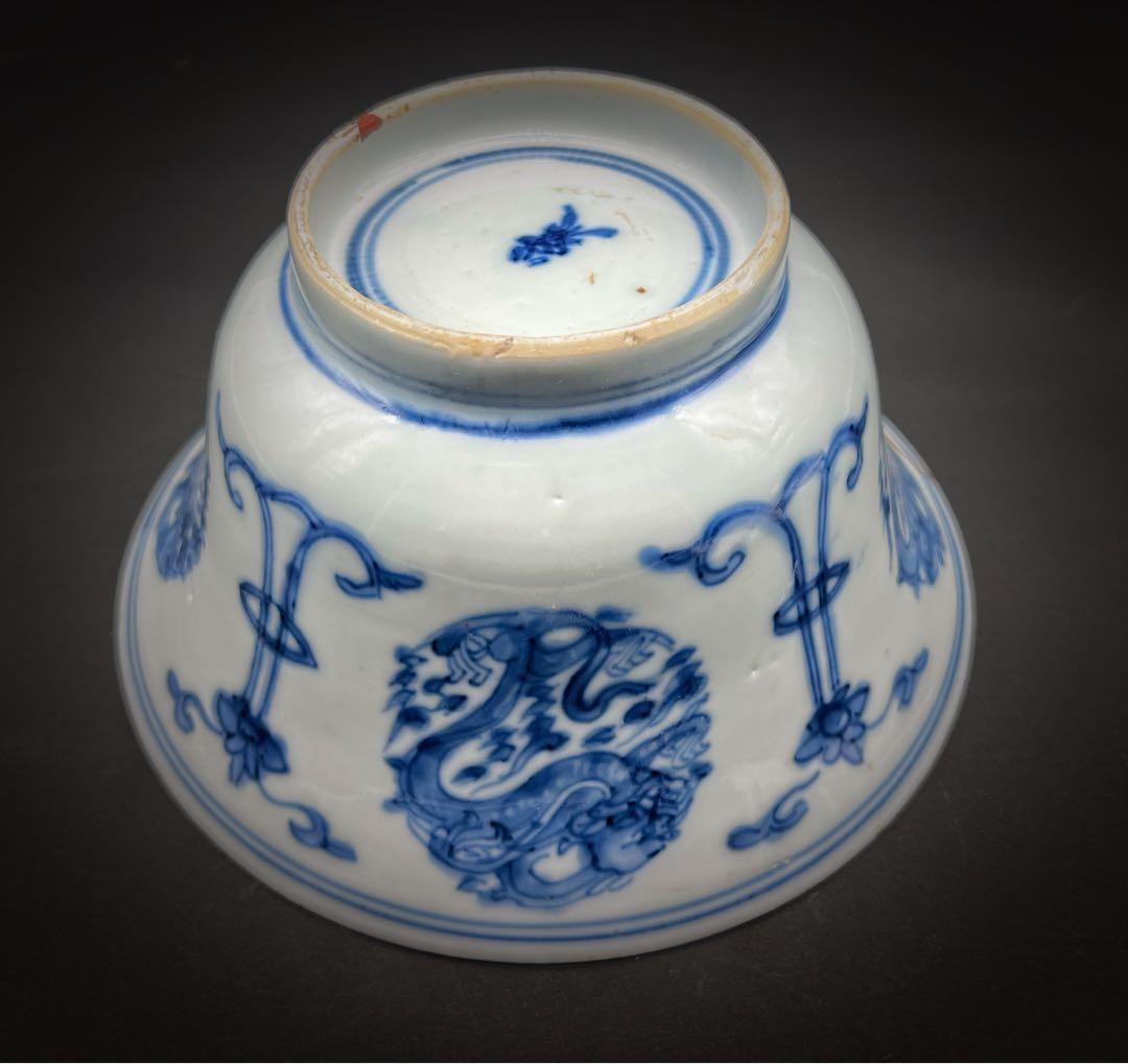 中国美術 古玩 清 康熙 梵文團龍紋青花大碗 - メルカリ