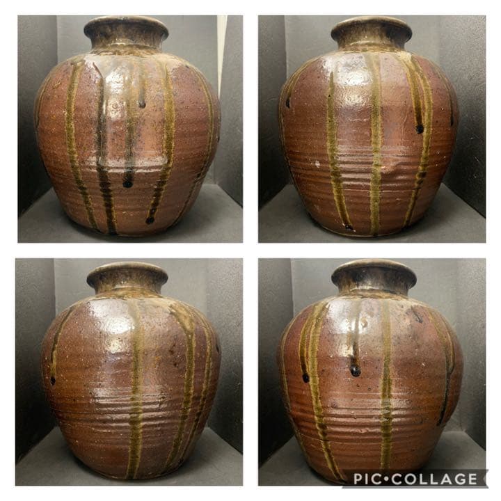 古丹波丹波古丹羽丹羽焼丹波立杭焼 流釉花瓶壷