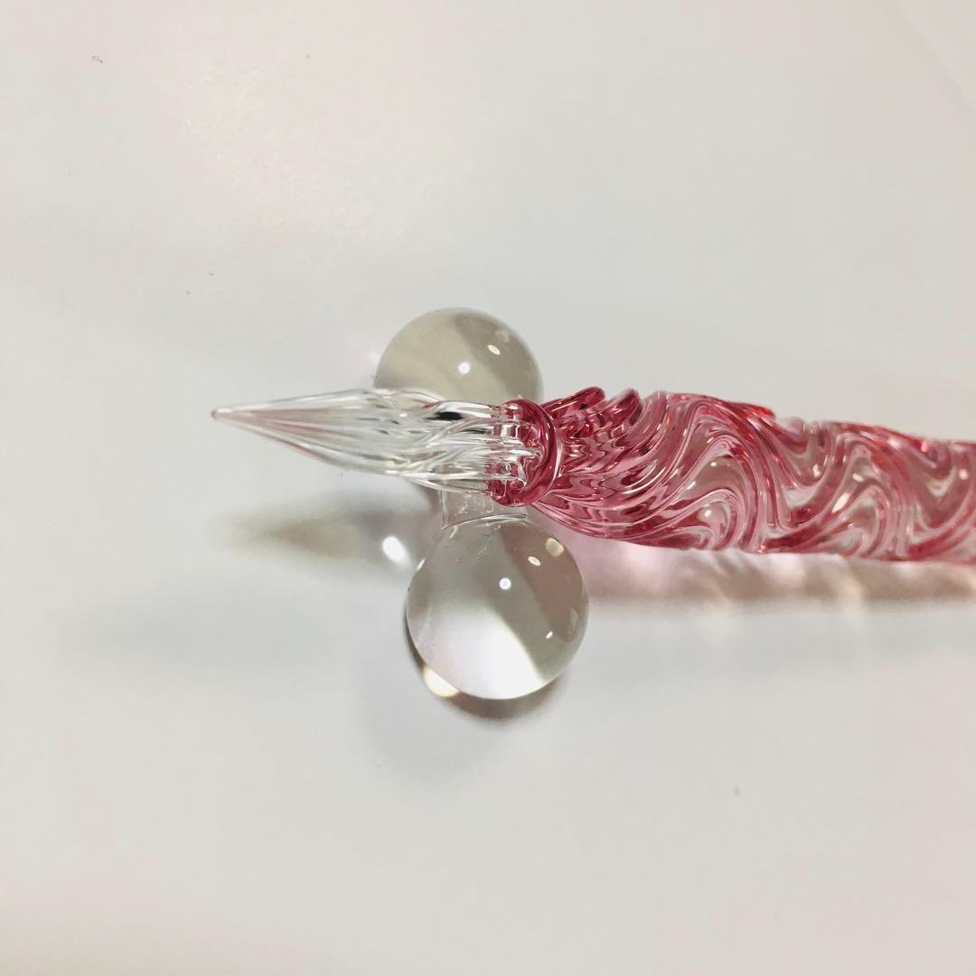 ガラスペン HASE硝子工房 流水ショート ピンク ☆必ずプロフを最後まで