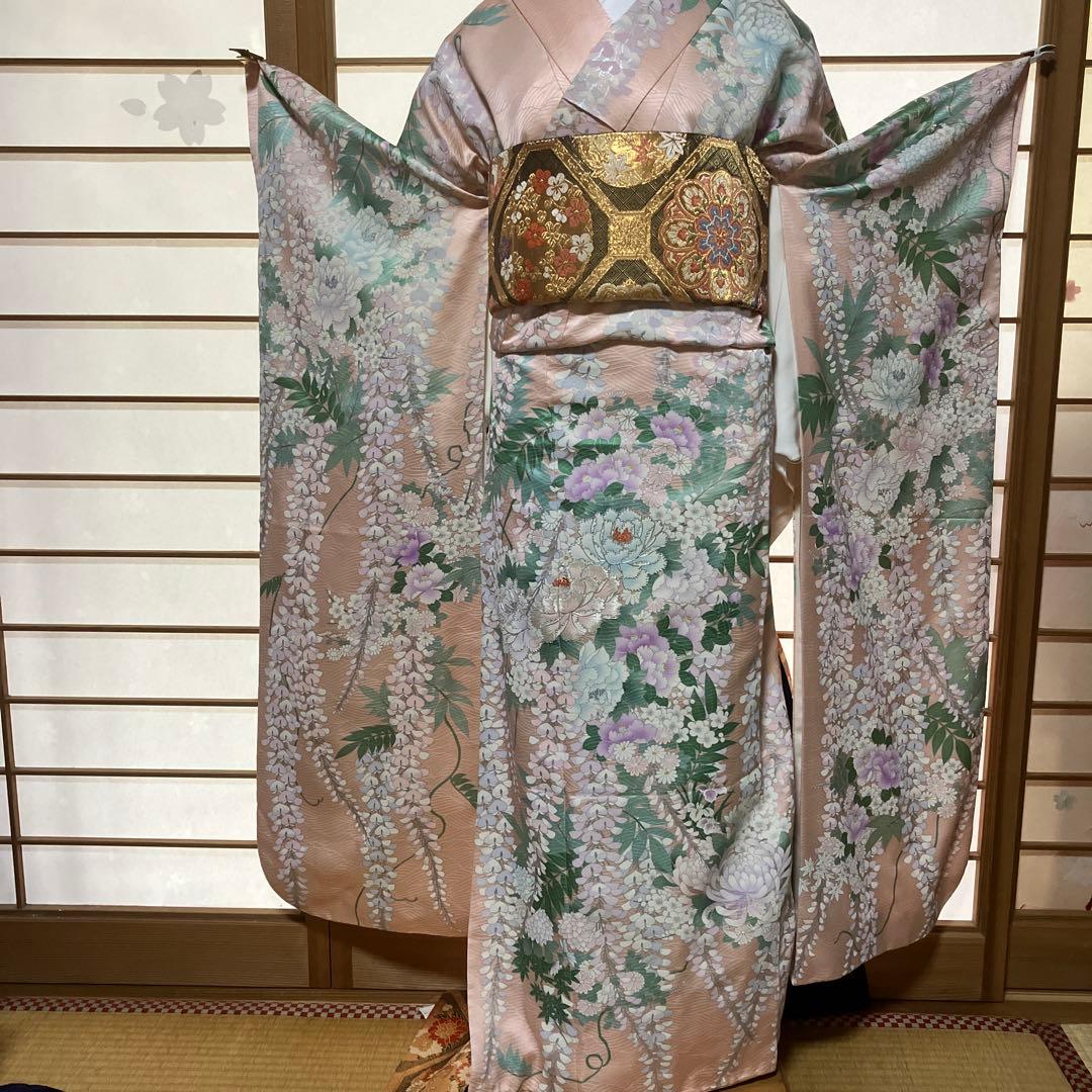 e様 振袖 藤の花 シルク