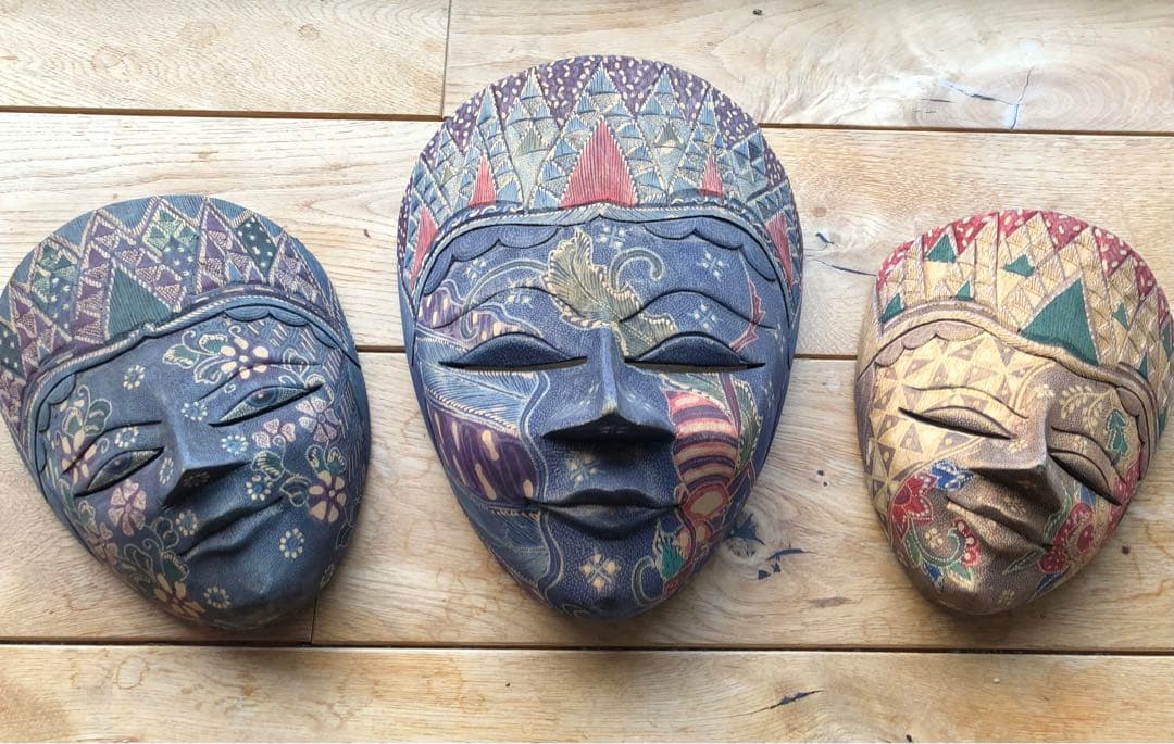 インドネシア バリ島 お面 仮面 魔除け 木製 手塗り インテリア 置物