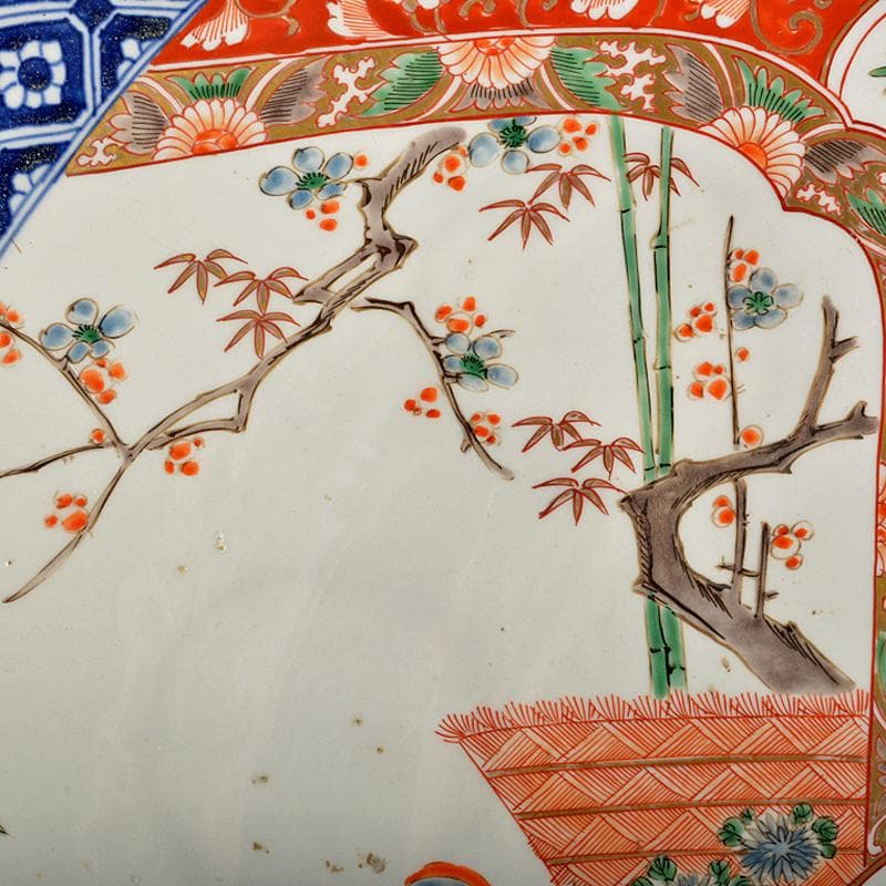 伊万里焼　古伊万里　錦手　花鳥文盤　大皿　飾皿　直径約60cm　V　R5955B